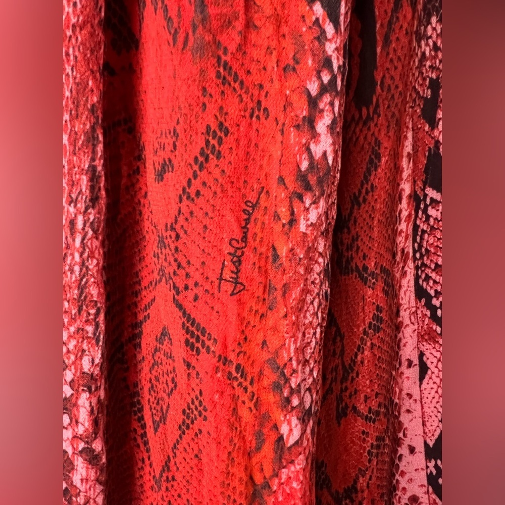 Just Cavalli Red Python Print Palazzo Pants IT 40… - image 6